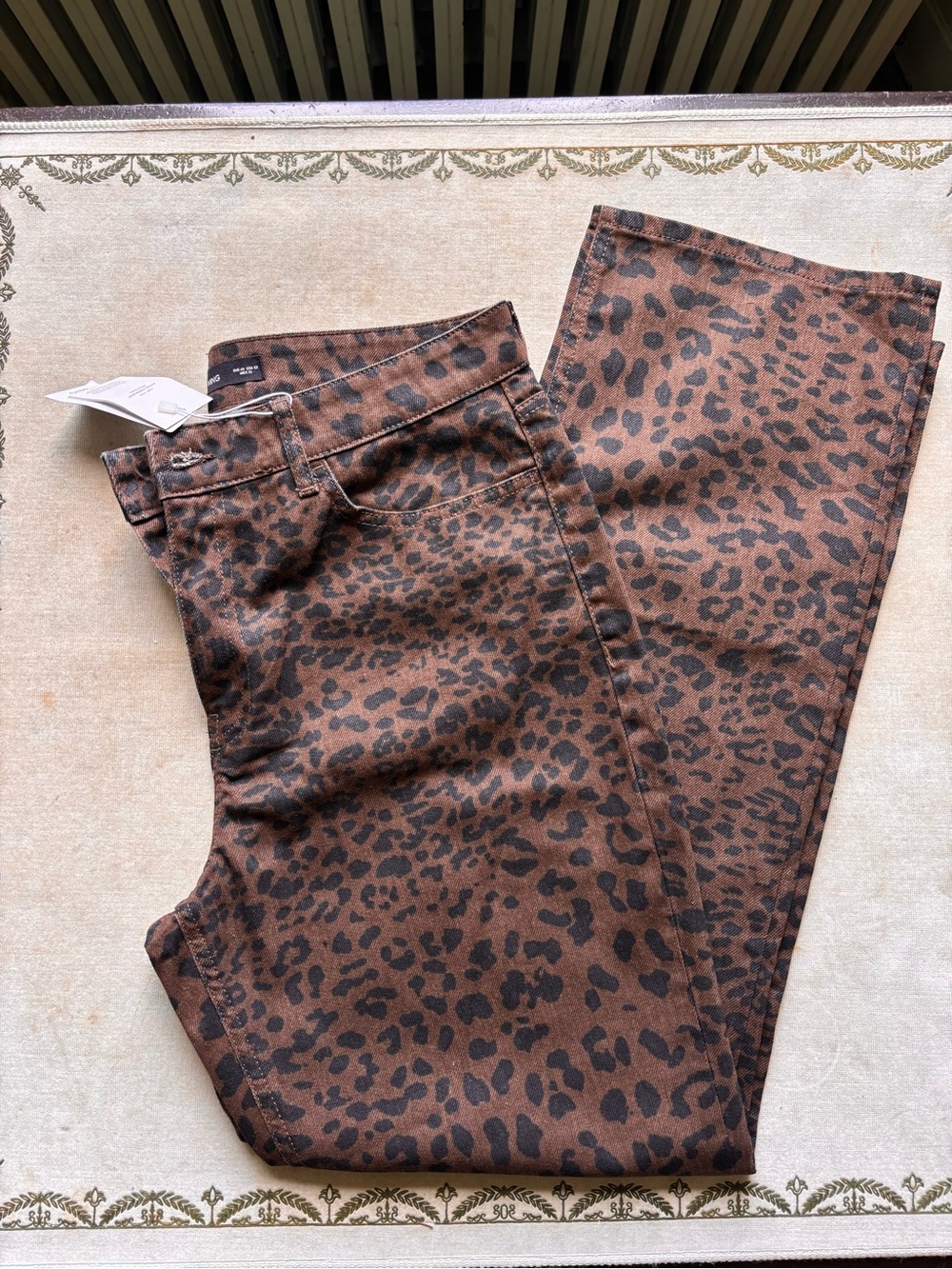 Mango Brown Leopard-Print Jeans